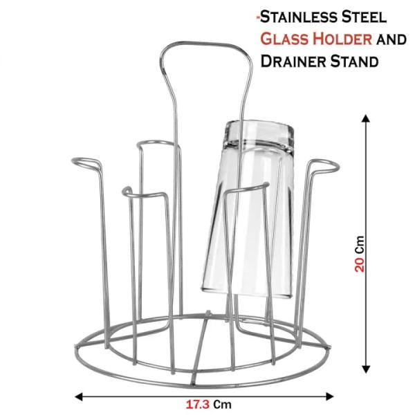 Stainless Steel Cup Glass Holder And Drainer Stand Rack round design shape